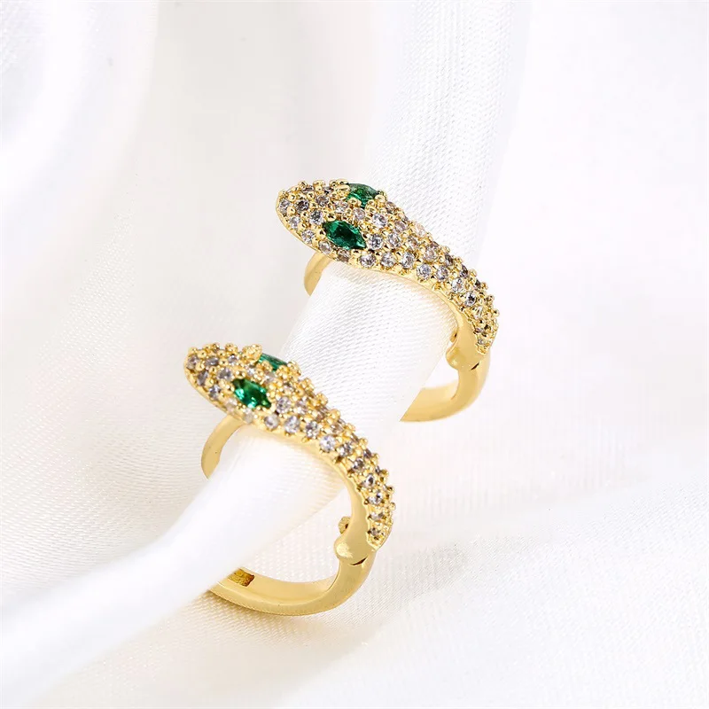 

Wholesale Hot Sell Fashion Unique Rhinestone Earrings Alloy Round Crystal Snake Earrings Women, As shown