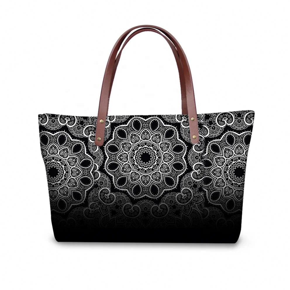 

Factory Wholesale India Mandala Print Women Hand Bags Customize Your Design Handmade Luxury Large Capacity Tarps Ladies Tote Bag, Customizable