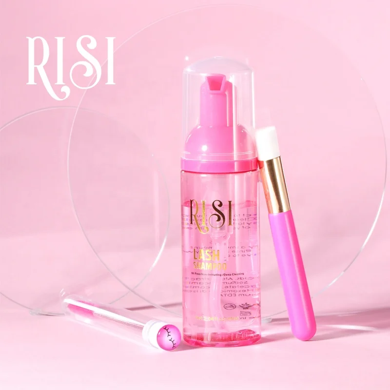 

RISI Customized Shampoo Lashes Kit Lash Shampoo Brush And Mascra Wand Eyelash Shampoo Kit Offer Gold/White/Pink Bottle Choose