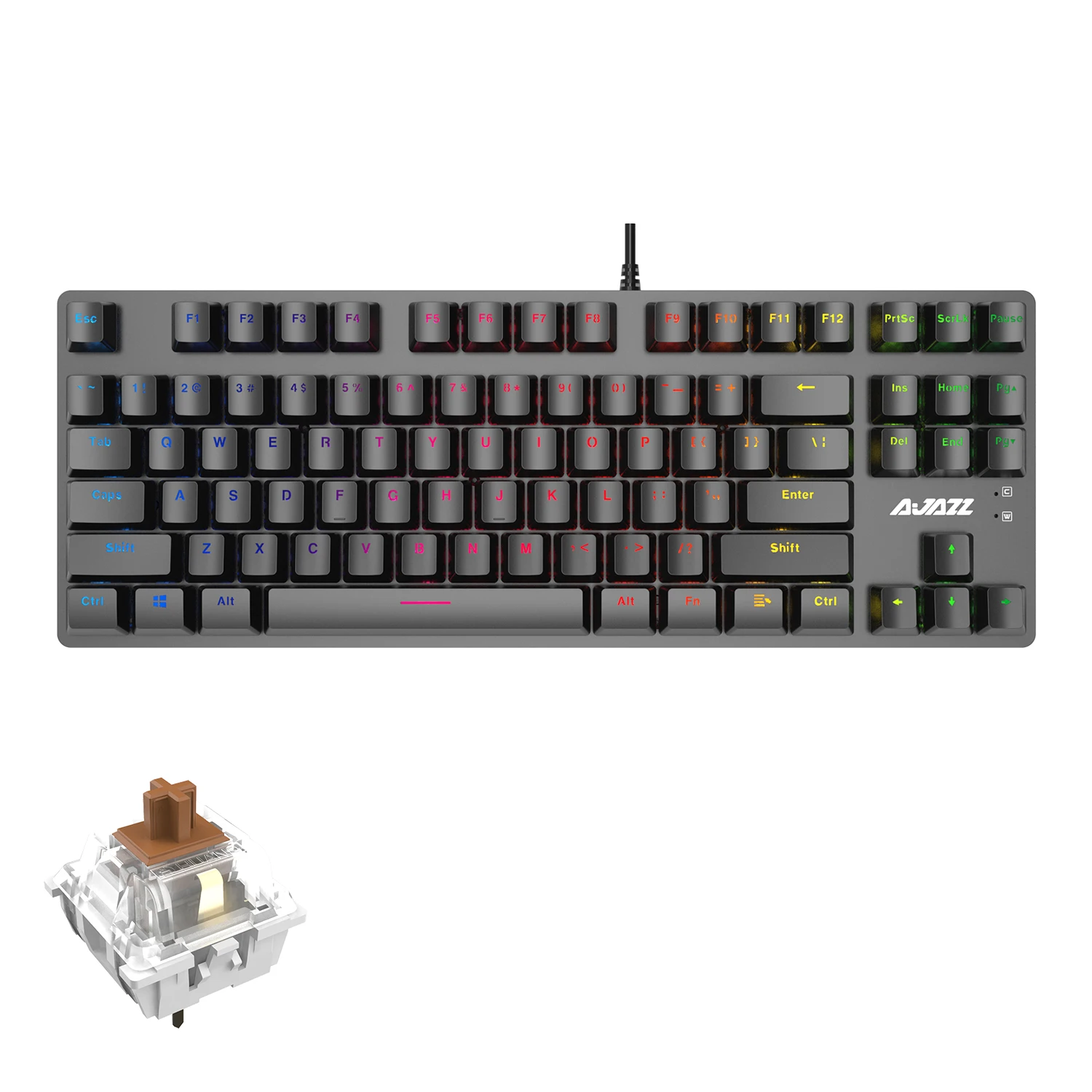 

AJAZZ hot-selling 87-key ergonomic wired USB interface RGB backlit mechanical gaming keyboard