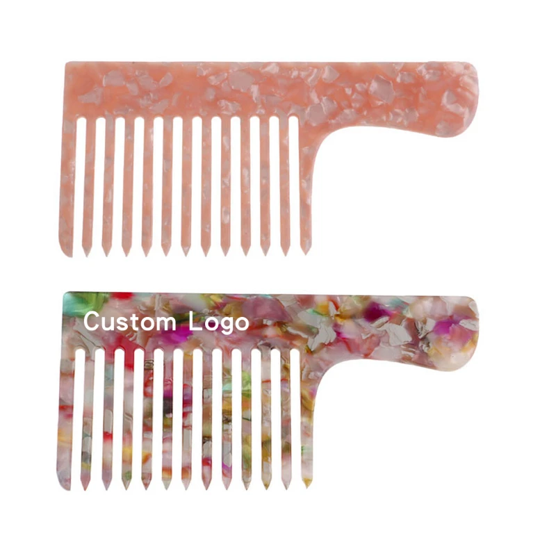 

4mm new acetic acid Hairdresser anti-static comb wholesale handle thin wide teeth hair comb wide tooth comb