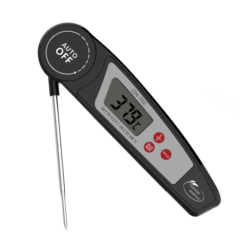 

CH-102 Instant Read Digital waterproof foldable probe cooking food thermometer, Black/white/orange/red