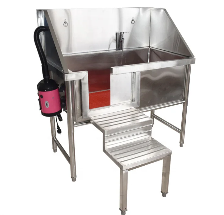 

Wholesale Custom Size Dog Washing Stations with Ramp Faucet High-Quality Stainless Steel Dog Grooming Bath Tub, Silver