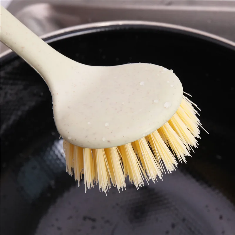 

Long-handled Pots Dishes Bowls and Brushes Hangable Sink Cleaning Brushes Kitchen Accessories, As photo