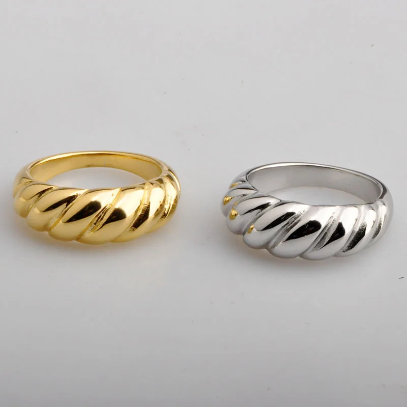 

New design simple titanium steel casting Fried Dough Twists fashion rings for men vintage