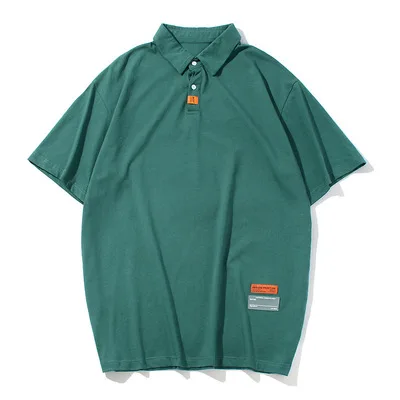 

Street fashion men's short sleeve summer new T-shirt lapel loose plain color polo shirt