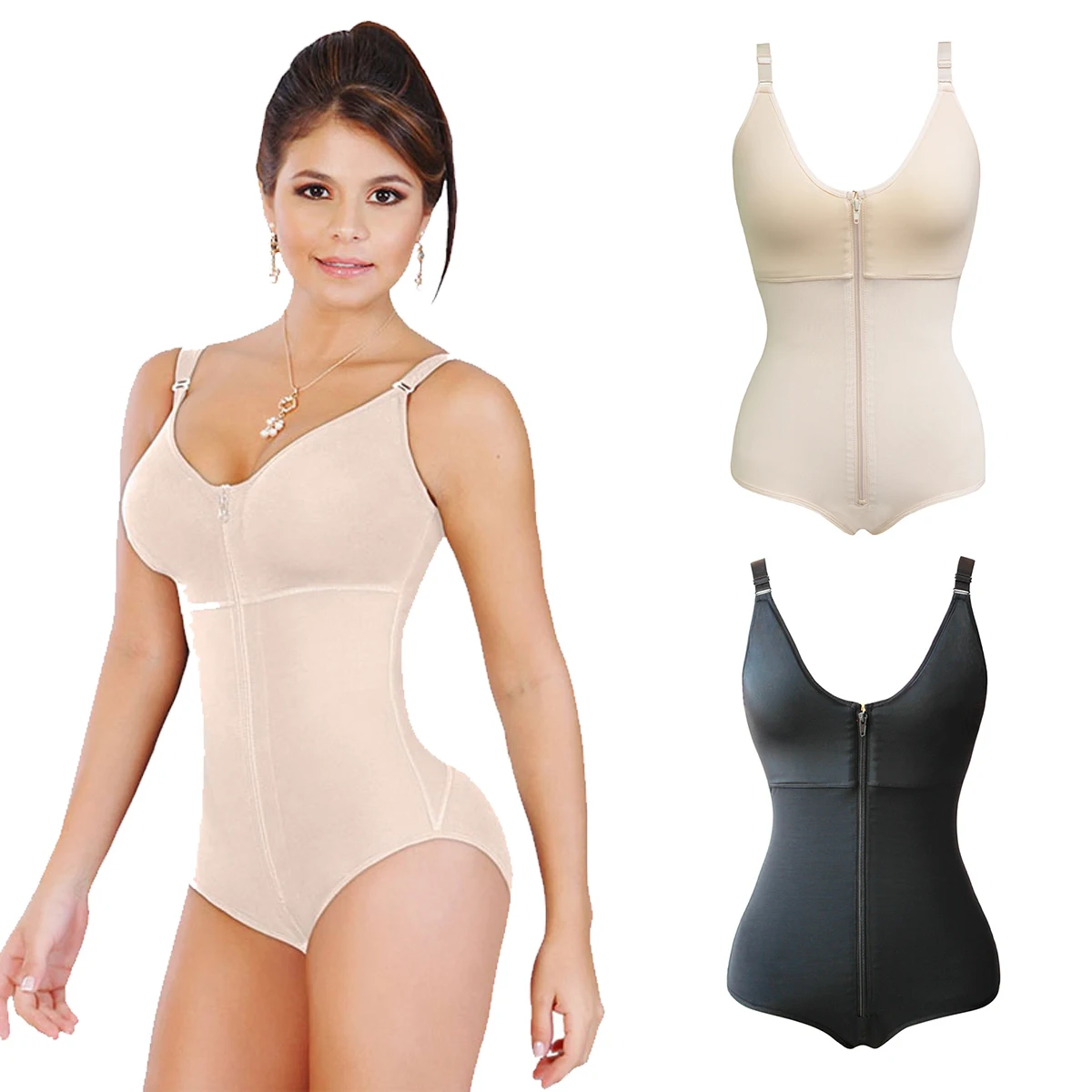 

New design high waist push up butt lifter shaper sexy plus size tummy trimmer women underwear customized body shaper tight bra, Black, skin