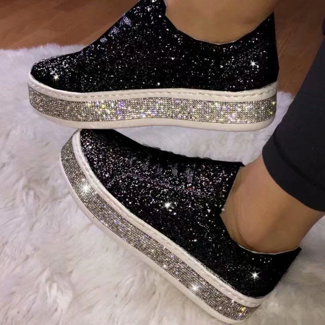 

New arrival fashion sneaker glitter rhinestone casual shoes, As picture