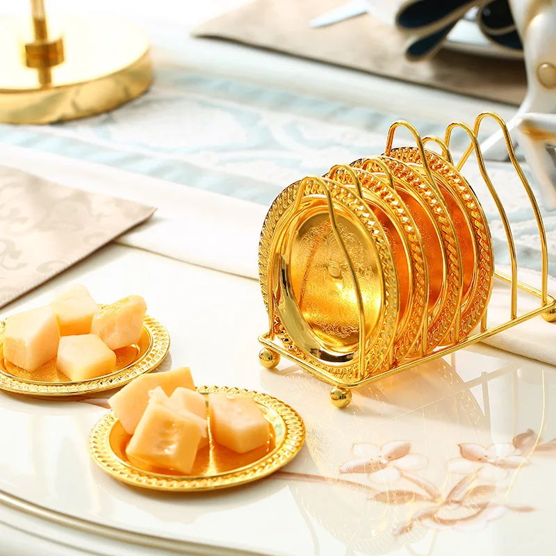 

QIAN HU Nordic Coffee Tea Coaster Cup Cake Display Plate Dishes Stands for Wedding Birthday 6 Pack