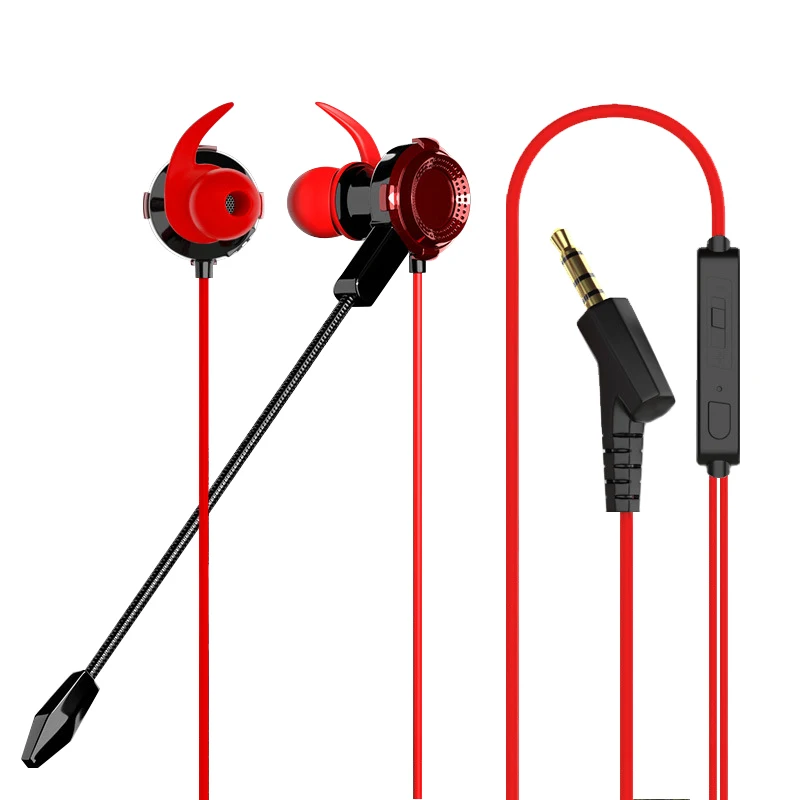 

KUULAA high quality cool red mobile phone earphone headphones in ear 3.5mm earbuds gaming wired earphones with detachable mic