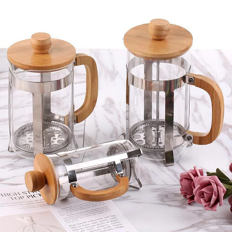 Wholesale 350ml 600ml 800ml French Press Coffee Maker Premium Glass