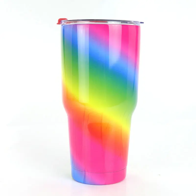 

Seaygift 2020 hot selling amazon 30oz rainbow thermal insulation stainless steel beer tumbler, travel coffee mug, Customized colors acceptable