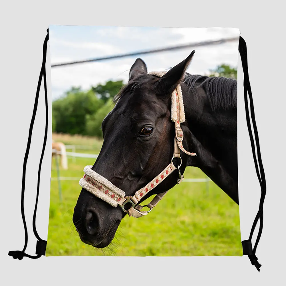 

custom Horse sublimation gym backpack afro print stringsport logo drawstring bag