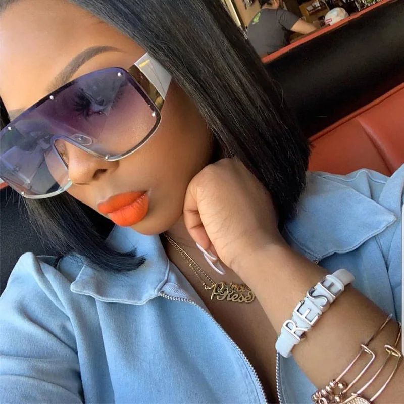

2020 no frame metal sunglasses oversized one piece women sun glasses shades sunglasses 2021