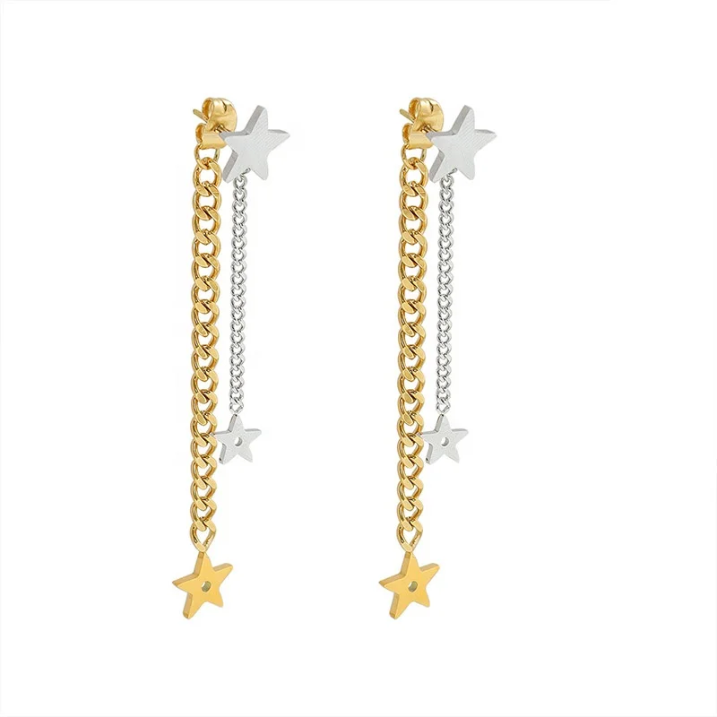 

Hot Matching Long Star Tassel Earrings Korean Ins Cold Wind Titanium Steel Earring