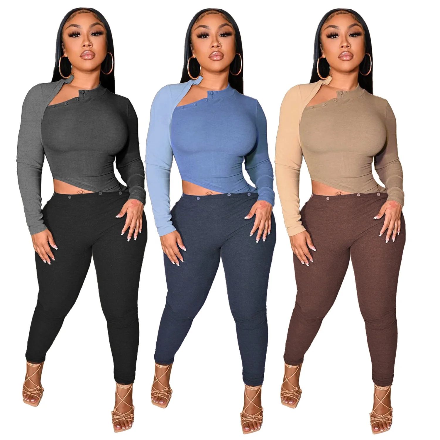 

New Design 2022 Boutique Women Clothing Sexy Long Sleeve Jumpsuits For Woman Asymmetric Hollou Out One Piece Jumpsuit, Picture