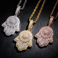 

2019 New Arrival Bling Bling Lad Diamond Hamsa Hand Pendant Iced Out Hip Hop Pendant