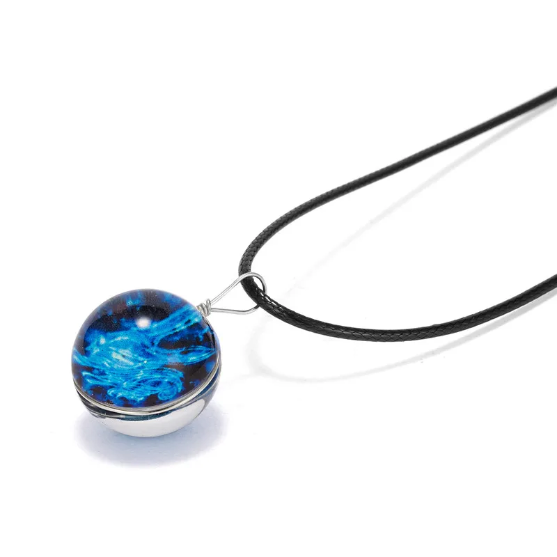 

WIIPU Vintage 12 Zodiac Sign Pendant Necklace Glass Ball Necklace Women Men Creative Constellation Luminous Jewelry, Blue