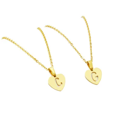 

Personalized Custom Pendant Heart Initial Letter A To Z Stainless Steel Necklace Jewelry Christmas Gift For Men And Women