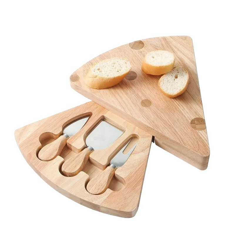 Accept Customized Unique Shape Charcuterie Board Set Cheese Serving Platter Rubber Wood Cheese