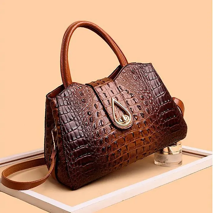 

Elegant women luxury handbag via GRS certification classic Vegan leather designer crocodile tote bags SH1364