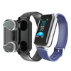 New Model Dynamic Twin Bluetooth Earphone Fashionable 2 In 1 Fitness Tracker Heart Rate Monitor T89 High Quality Smart Band