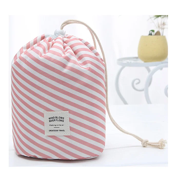 

Portable Foldable Barrel Shaped Drawstring Pouch Travel Toiletry Cosmetic Make Up Bag For Women
