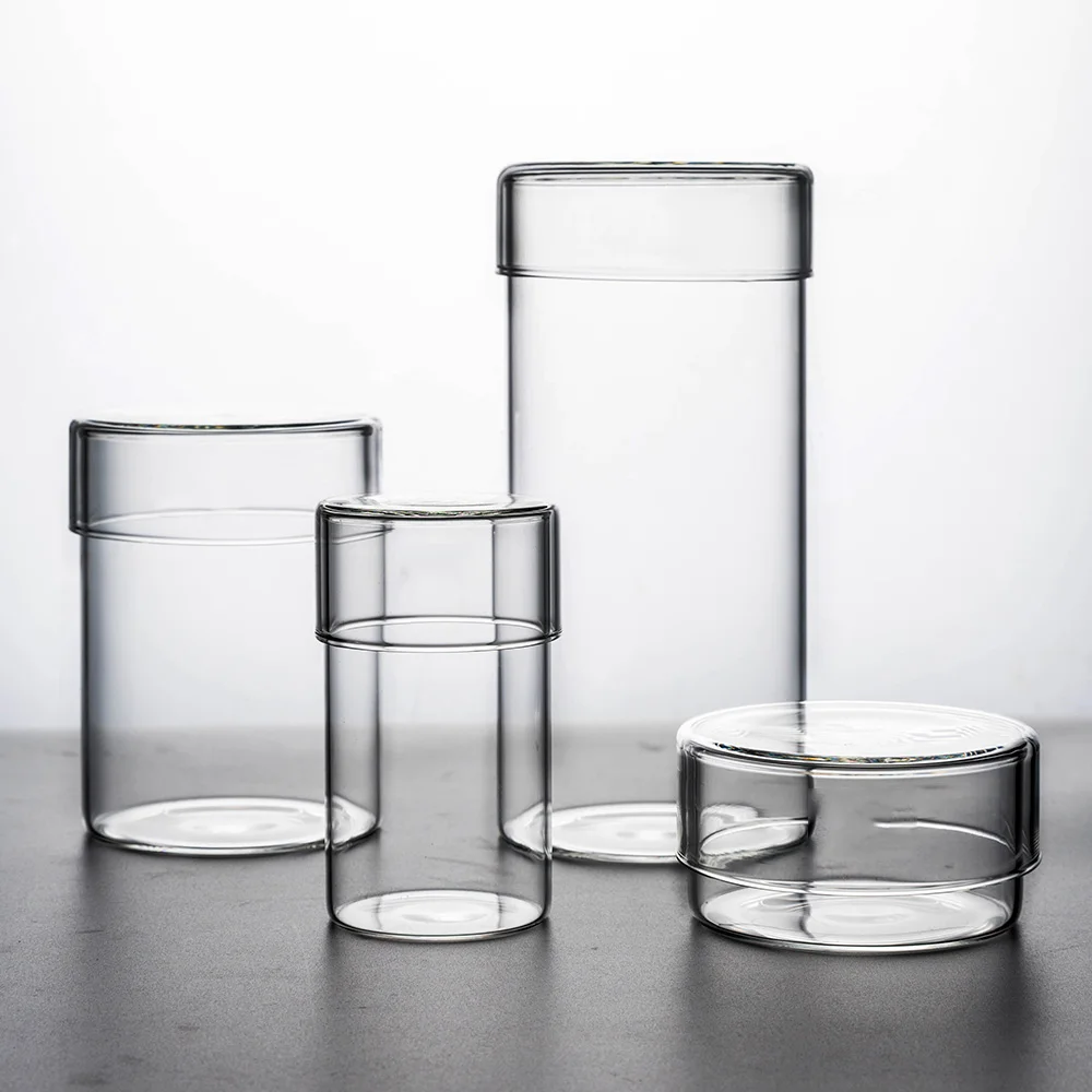 Eco-friendly Material Borosilicate Glass Storage Jar With Glass Lid ...