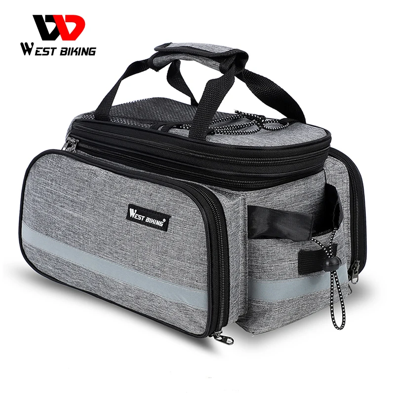 

WEST BIKING 10-25L Bicycle BMX Carry Bag+Rain Cover Handlebar Zipped Multifunctional Luggage Bags Reflective Cycling Carrier Bag, Black