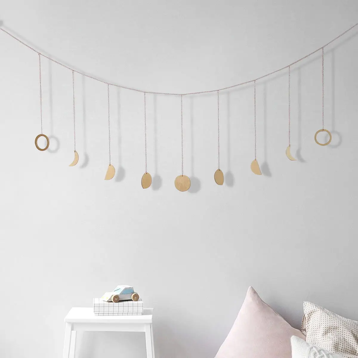 

Moon Phase Wall Hanging Boho Home Decor Banner Gold Wall Art Garland Bohemian Style Modern Celestial Phases Decoration