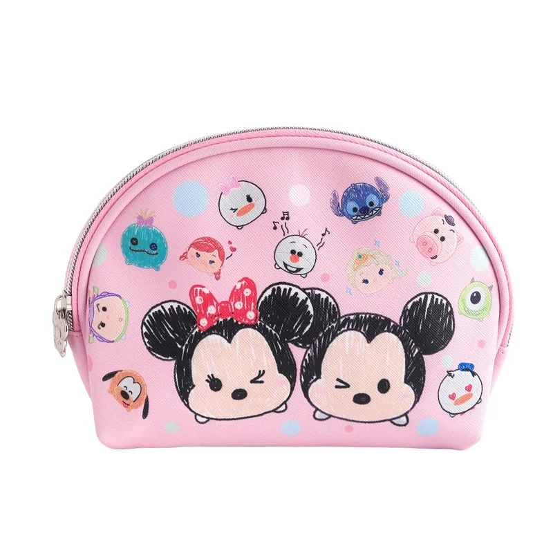 

Shiny Pink Leather Custom Cosmetic Handy Toiletry Travel Waterproof Zipper Makeup Bag Disney Women Cosmetic Bag