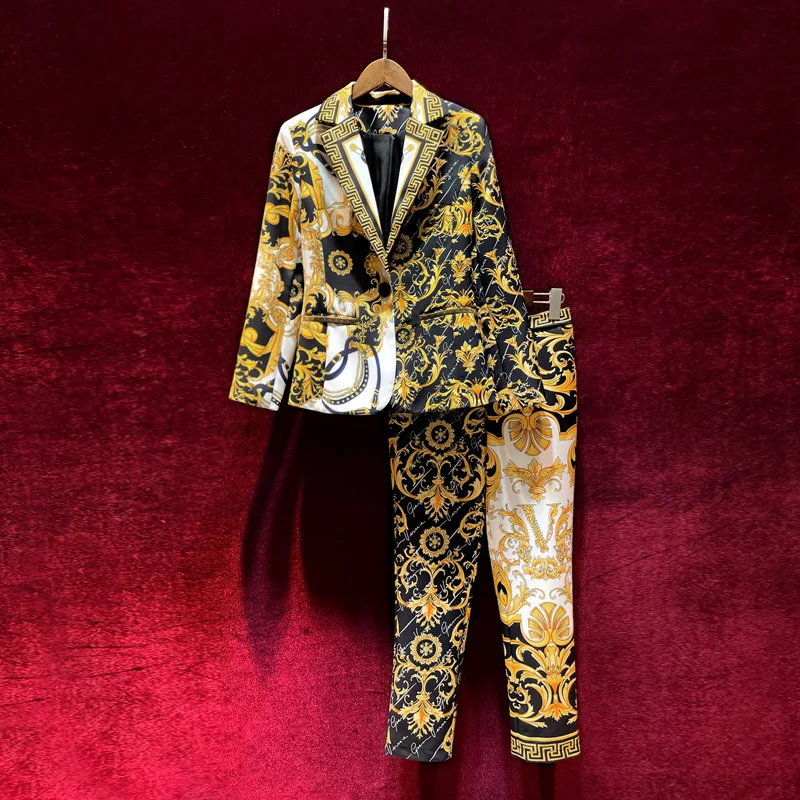 

2021 High Quality Women Long Sleeve Blazer And Pants Office Ladies Suits Solid 2 Piece Pants Suits, Shown