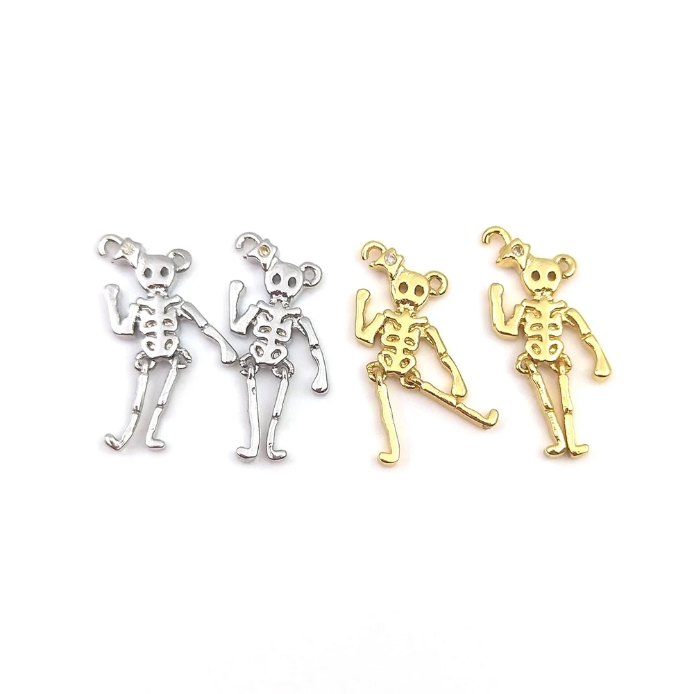 

Hot Fashion Skeleton Skull pendant Jewelry Wholesale cute cheap charms gold/silver plated Women necklace bracelet Earrings Gift, Multi color