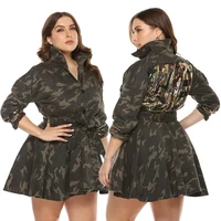 

GX611A Fashion ladies clothing sequin patchwork camouflage jacket plus size women