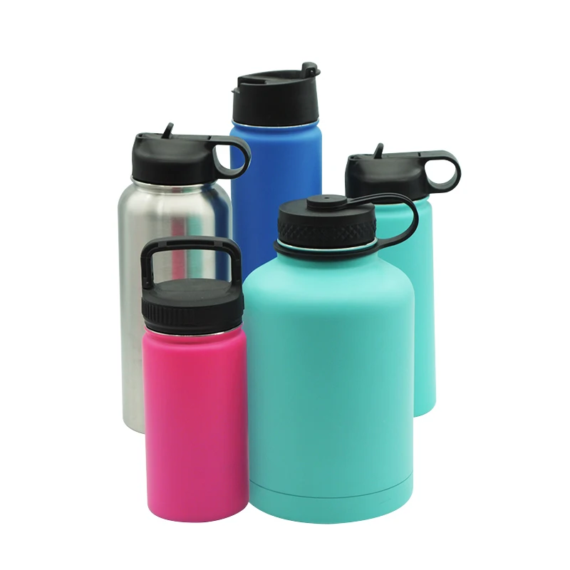 

customize Logo Insulated Double Wall Sport flask bottle 304 stainless steel thermos vacuum flasks, Blue, black, white and custom pantone color