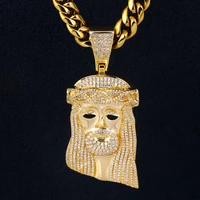 

KRKC&CO Hip Hop Charm Pendant Jesus Piece Gold Big Head Heavy Pendant Man Diamond Jesus Pendant14k Gold Jesus Pendant