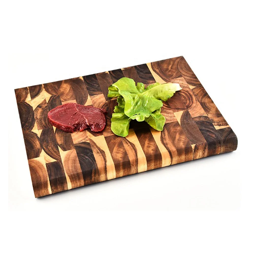 

Acacia good quality wood cutting board with juice groove and grip