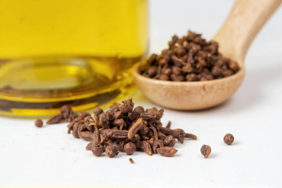Step-by-step process of making clove oil at home with cloves and olive oil in glass jar
