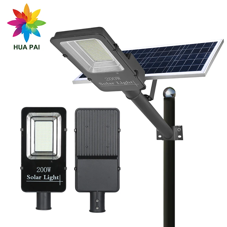 HUAPAI Factory wholesale rechargeable SMD IP65 60w 100w 150w 200w outdoor solar led street light