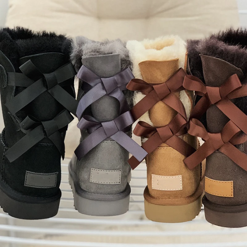 

Luxury Warm Sheepskin Real Waterproof Australian Wool Leather Fur Lined Winter Snow Women's Boots Women Shoes For Ladies Girl