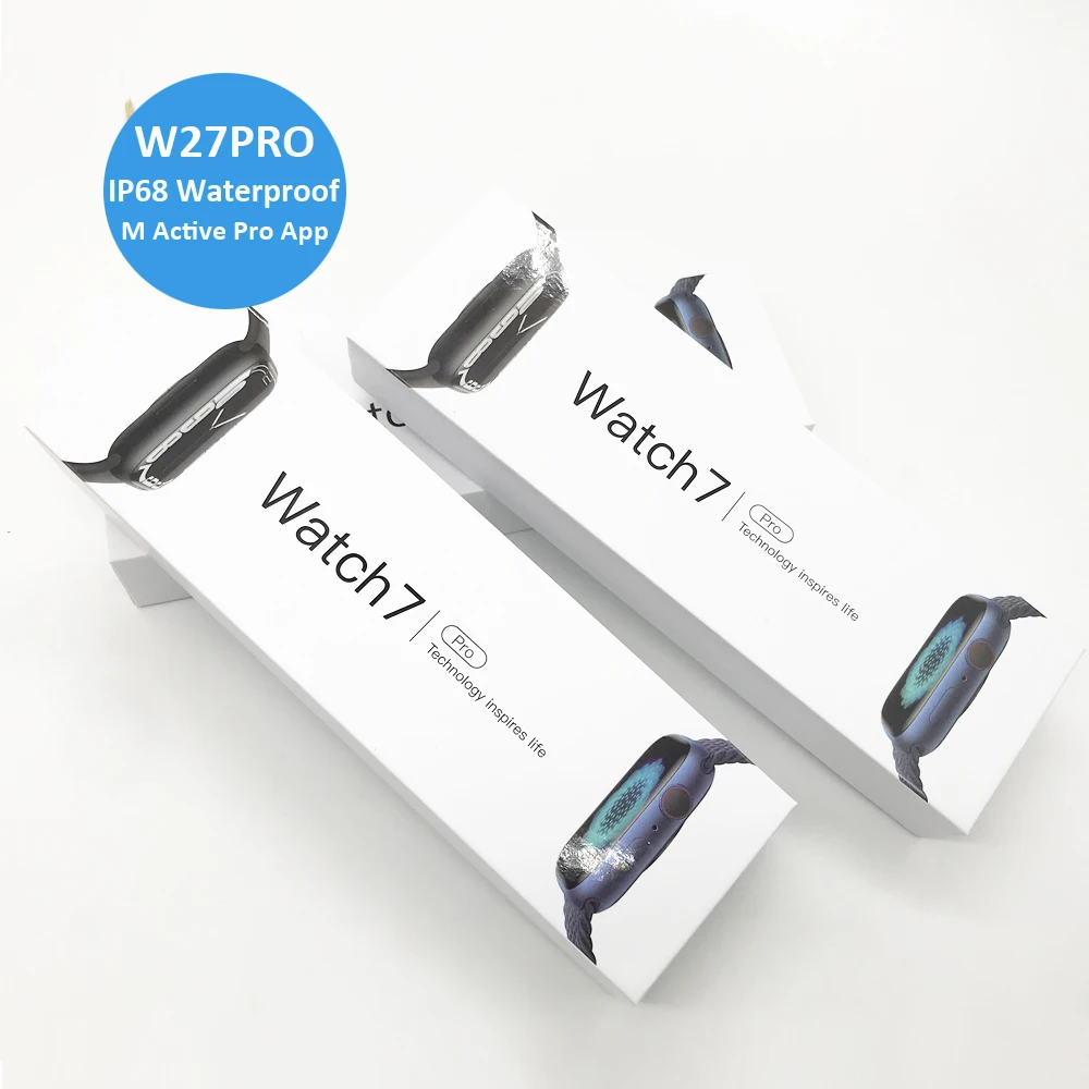 

W27 Pro 2022 New NFC Series 7 Iwo 1.75 inch Screen Smartwatch Reloj Android Ios Waterproof Ip68 Smart Watch Serie 7 W27pro, 4 colors