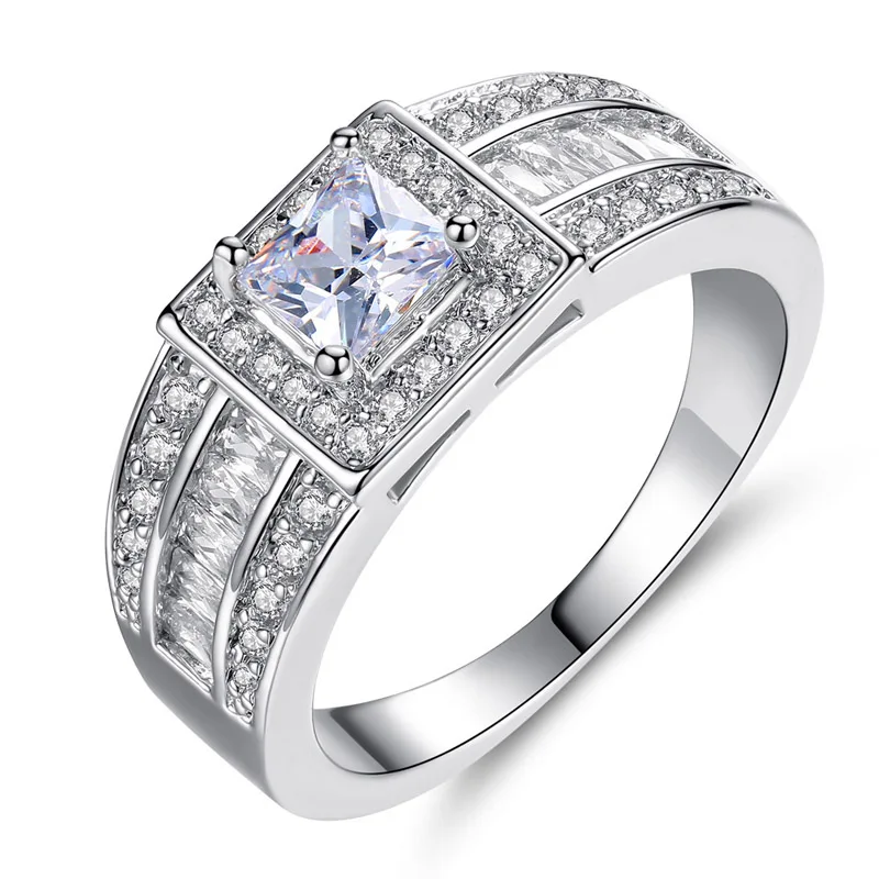 

Fashion gemstone zircon diamond rings engagement jewelry wedding women ring, Silver color