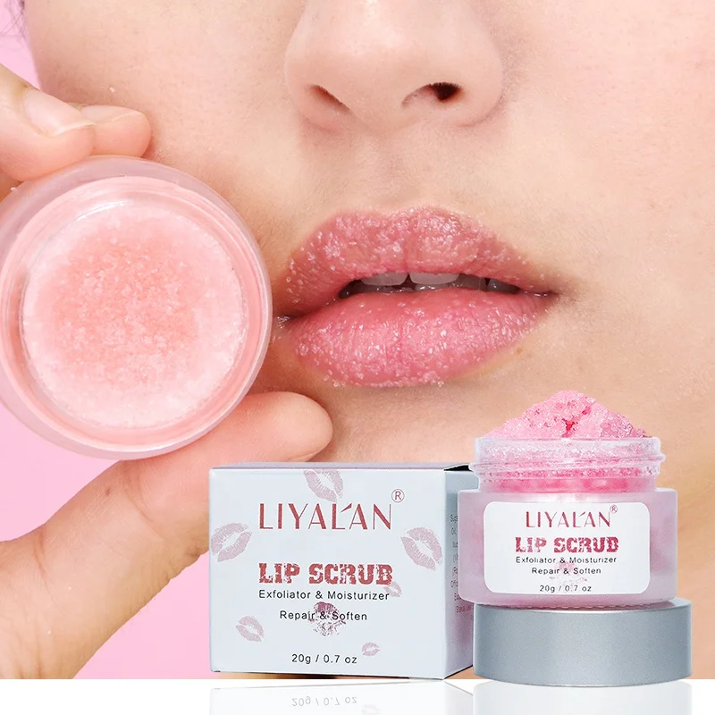 

Wholesale Custom Private Label Natural Organic Vegan Lip Care Llightening Exfoliator Pink Strawberry Sugar Lip Scrub