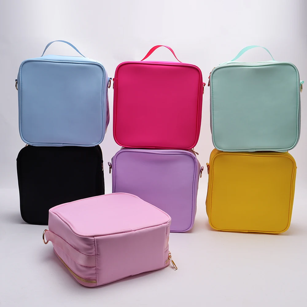 

Low MOQ RTS Wholesale Thermal Insulation Bag Purple Nylon Insulated Cooler Bag Girl's Lunch Bag With Adjustable Strap