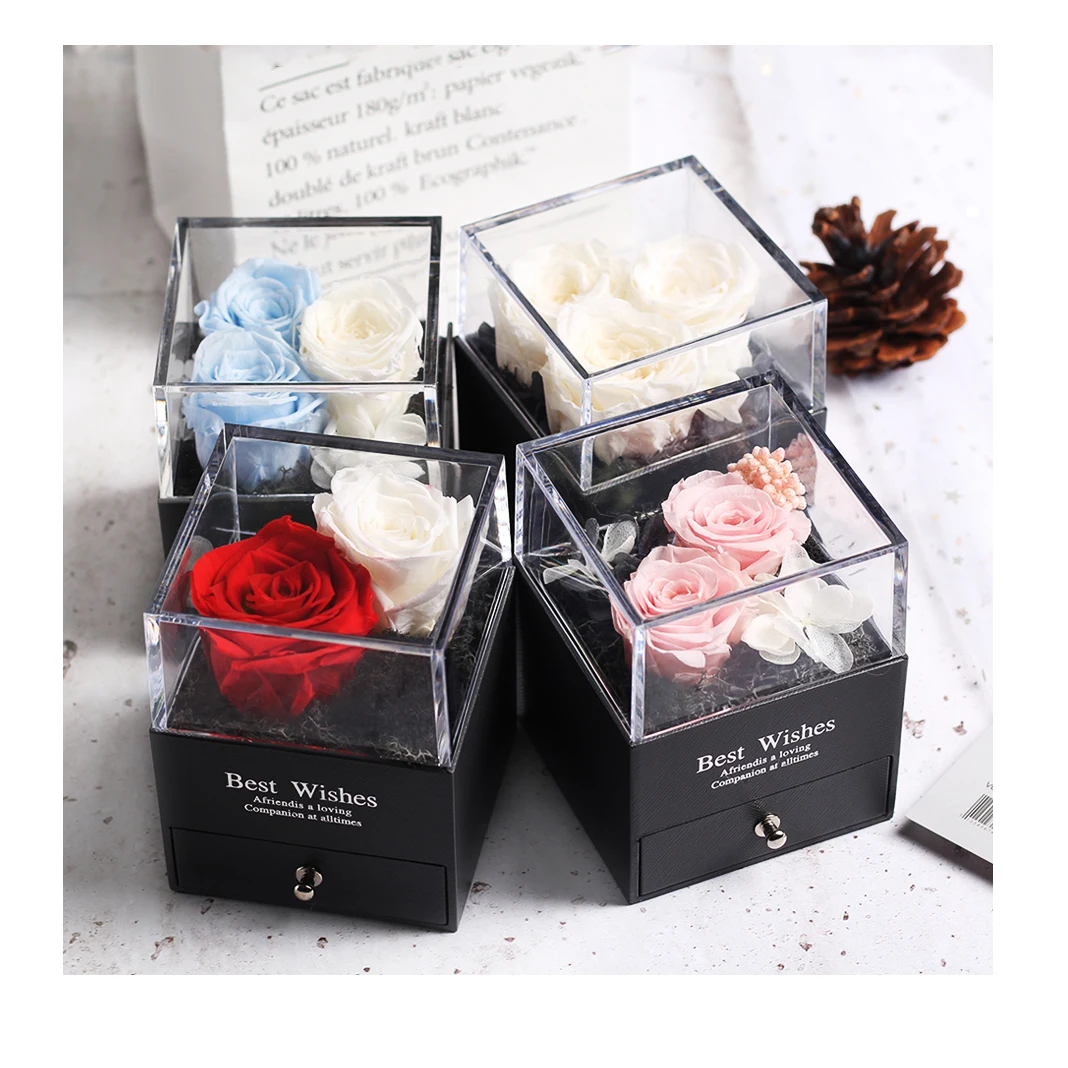 

Rose jewelry box preserve flower gift jewlery drawer box jewlery box with forever rose, Colorful