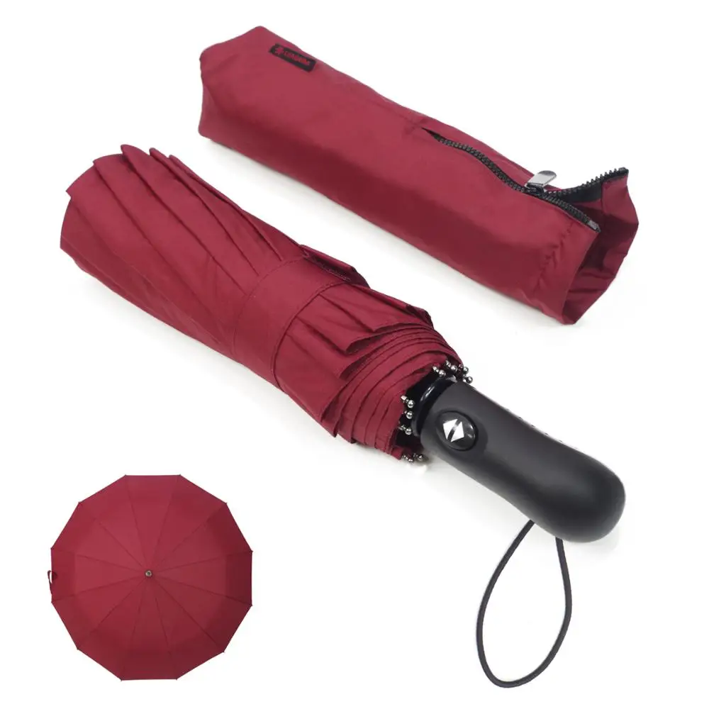 

Windproof 12 ribs fiberglass 3 fold umbrella amazon quality rain resist compact, Blue,white,red,black or any pontone color
