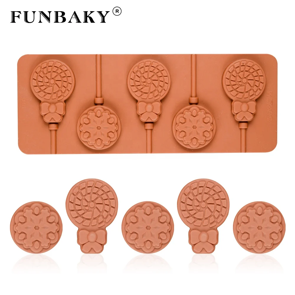 

FUNBAKY JSC1880 Candy silicone mold hard candy making tools 3 D round shape lollipop mold for shape making cake decorating tools, Customized color