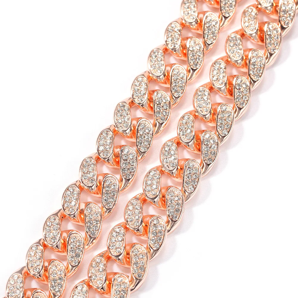 

20mm Bling Hip Hop Gold Silver Miami Cuban Link Diamond Chain yin yang solid gold woman necklaces jewellery