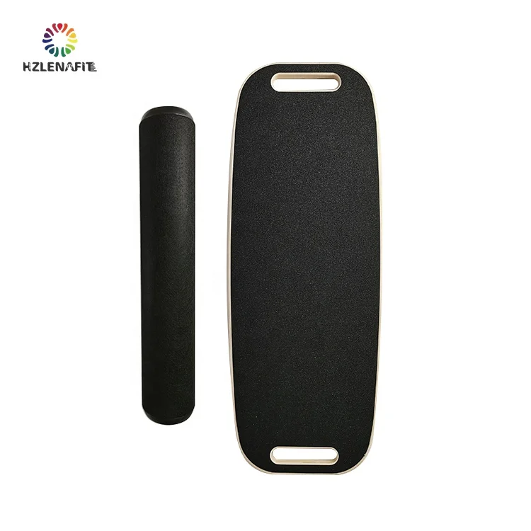 

Fitness natural wooden one wheel balance yoga board with roller