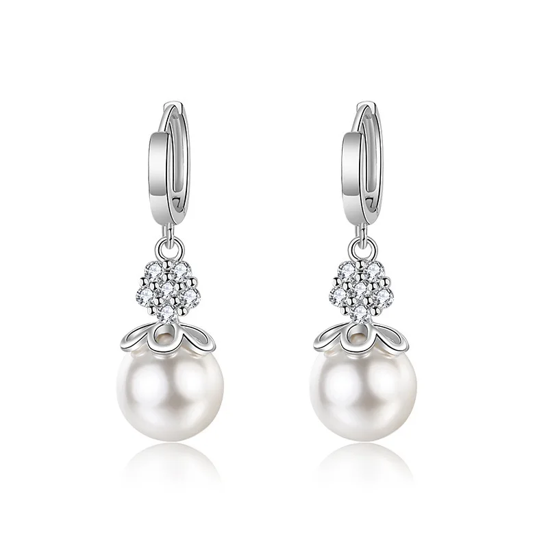 

Hand Made Loops Long Fashion Women 2021 Clips Luxury Jewelry Zircon 925 Sterling Silver Hoops Drop Pearl Earring, Gold &silver